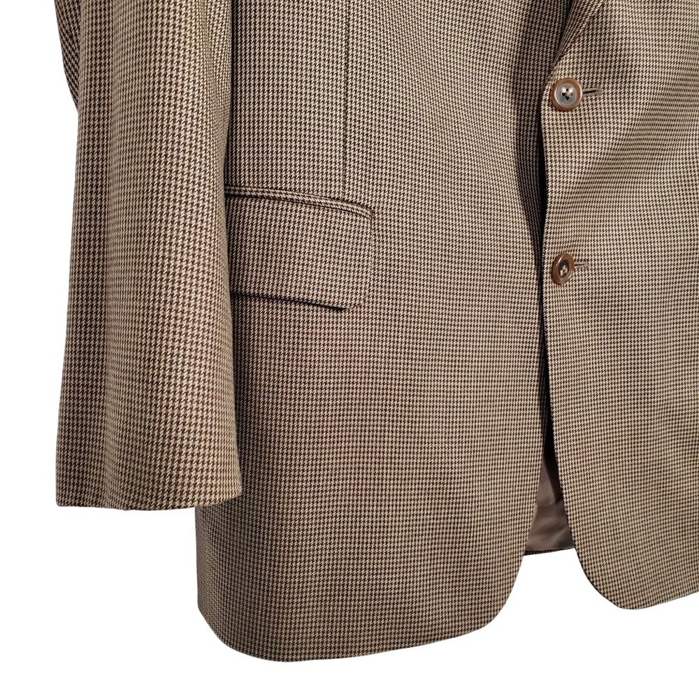 JoS A Bank Mens Size 41R Blazer Sportcoat 100% Wool Micro Houndstooth Brown Tan - Picture 5 of 15